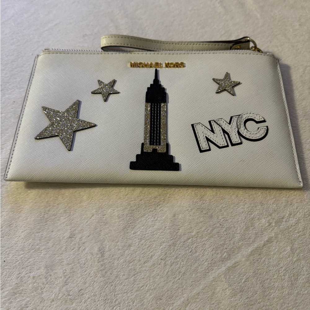 Michael Kors Gold and White Clutch